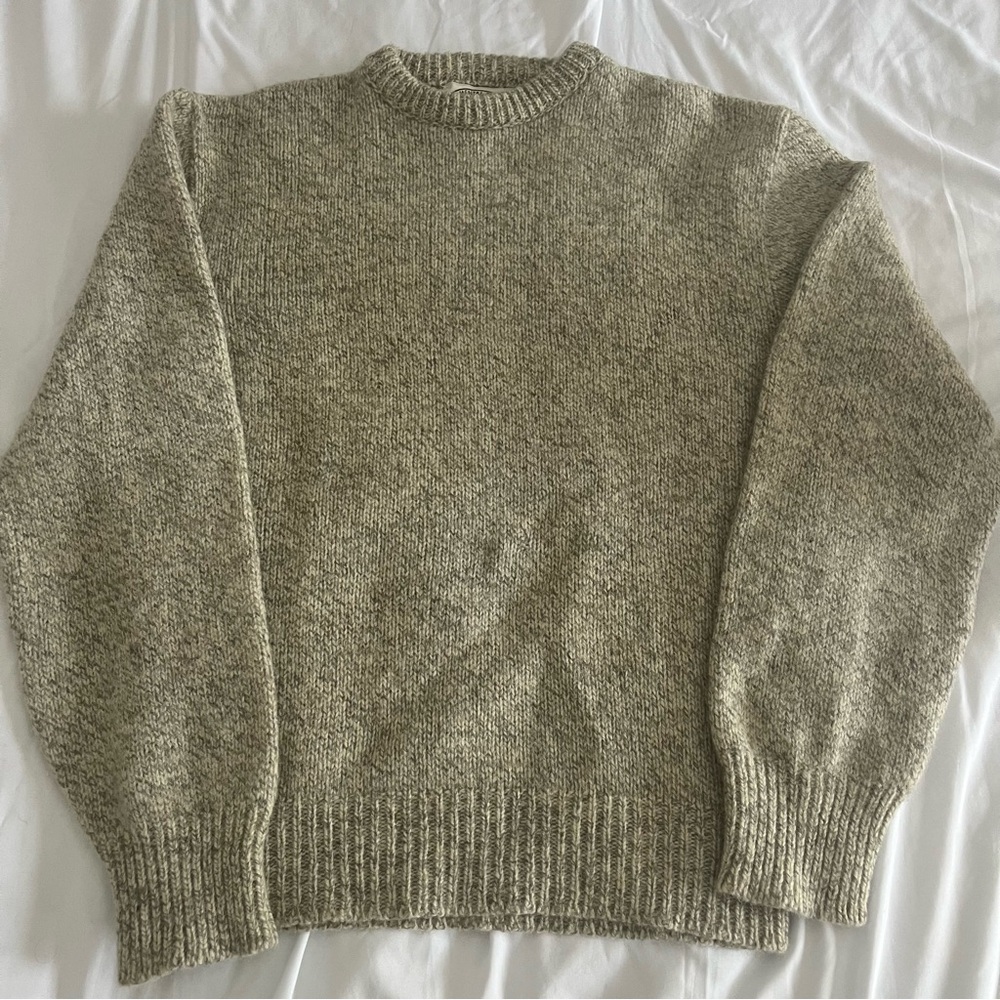 Wool Environmental Clothing Made in USA Long Sleeve Cream Womens Sweater Large